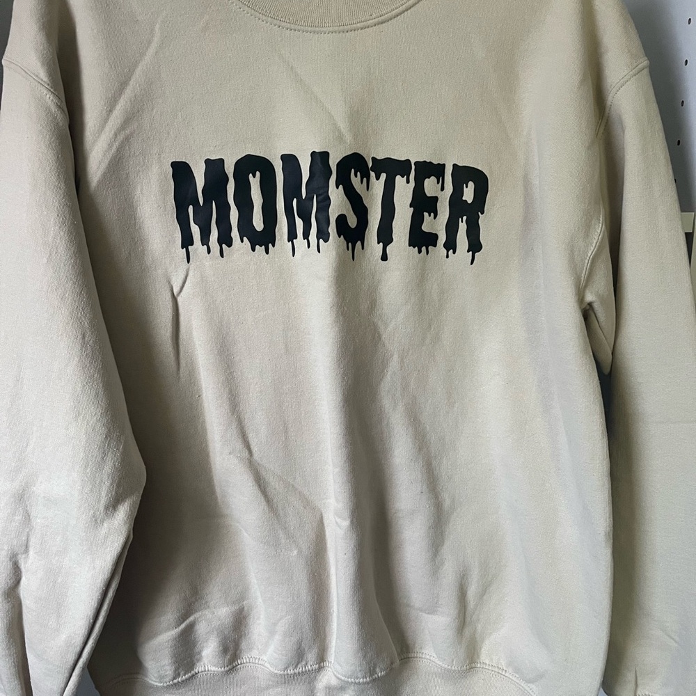 Halloween themed Cream Sweatshirt with Black Print for moms